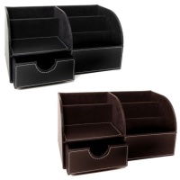 Organizador de mandos efecto piel de 28 x 14,5 x 14,5 cm - 5 compartimentos