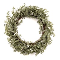 Corona de Navidad de bayas blancas de 60 x 9 cm