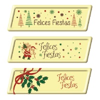 Letrero de chocolate blanco de Felices fiestas - 66 unidades