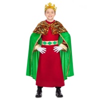 Disfraz de Rey Mago de oriente verde y granate infantil