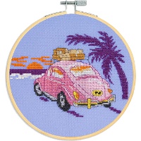 Kit de punto de cruz - Coche rosa - DMC