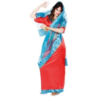 Disfraz de hindú Bollywood rojo con velo para mujer