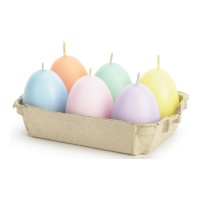 Velas de colores con forma de huevo de 7 cm - 6 unidades