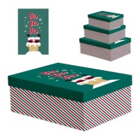 Cajas regalo de Papá Noel verdes - 3 unidades