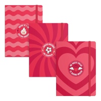 Libreta de Amor frases con goma de 14,5 x 10,5 cm - 1 unidad
