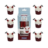 Set decorativo para cupcakes de Papá Noel - PME - 6 unidades