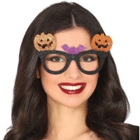 Gafas de halloween con calabazas y murciélago