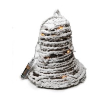 Adorno navideño nevado con luz led de campana de 20 cm
