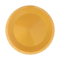 Bandeja redonda dorada de plástico duro con borde decorado de 32 cm - Scrapcooking - 1 unidad