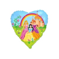 Globo de castillo con princesas de corazón de 45 cm - Conver Party
