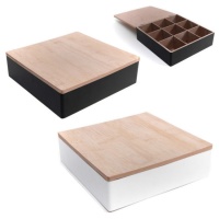 Caja para té efecto bambú - 9 compartimentos