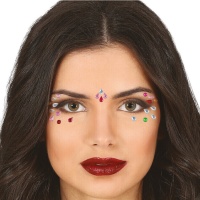 Joyas faciales adhesivas de gotas multicolores