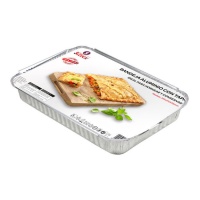 Envase de aluminio desechable rectangular con tapa de 31,2 x 18 x 3,5 cm - 3 unidades