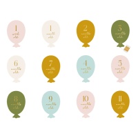 Tarjetas en forma de globo con números para bebé - PartyDeco