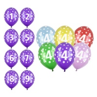 Globos de látex de cumpleaños con números de 30 cm - PartyDeco - 50 unidades