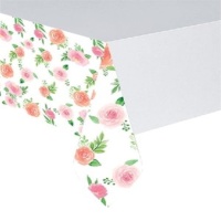 Mantel de papel rosas silvestres- 1,37 x 2,59 m