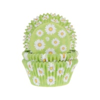 Cápsulas para cupcakes verdes con margaritas - House of Marie - 50 unidades