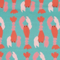 Tela canvas slim de algodón Lobsters Turquoise - Katia