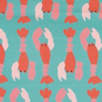 Tela canvas slim de algodón Lobsters Turquoise - Katia