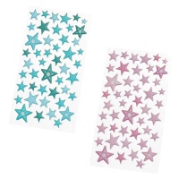 Pegatinas 3D de formas de estrellas lisas de colores - 1 hoja