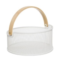 Frutero blanco con asa de 25,5 x 25,5 x 24 cm - DCasa