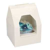 Caja para 1 cupcake blanca con ventana de 9 x 9 x 13 cm - FunCakes - 25 unidades