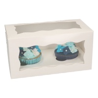 Caja para 1 cupcake blanca con ventana de 9 x 9 x 13 cm - FunCakes - 25 unidades