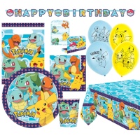 Pack de decoración y mesa para fiesta de Pokémon - 8 personas