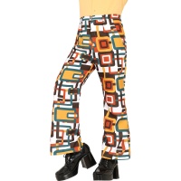 Pantalón de años 70 hippie cuadrados para adulto