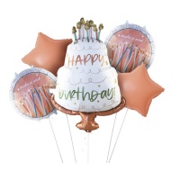 Bouquet de tarta de cumpleaños con velas - 5 unidades