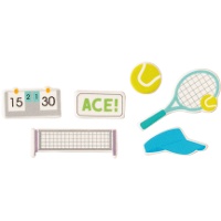 Decoración de azúcar 2D para cupcakes de Tenis - 12 piezas