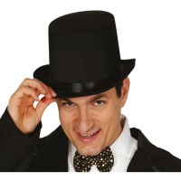Sombrero copa alta negro con cinta negra