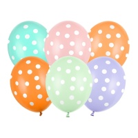 Globos de látex surtidos con puntos blancos de 30 cm - PartyDeco - 6 unidades