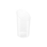 Vaso de 80 ml de plástico transparente cónico asimétrico reutilizable - 25 unidades