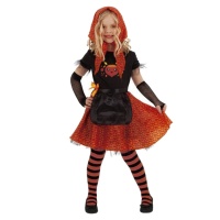 Disfraz de castañera naranja y negro para niña
