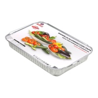 Envase de aluminio desechable rectangular con tapa de 31,5 x 26 x 5 cm - 3 unidades