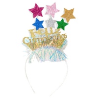 Diadema de cumpleaños con estrellas de colores