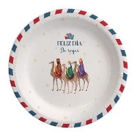 Platos de 23 cm de Reyes Magos blanco - 6 unidades