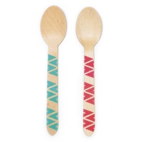 Cucharas de 15 cm de madera colores - 12 unidades