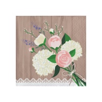 Servilletas de Rustic Wedding de 12,5 x 12,5 cm - 16 unidades