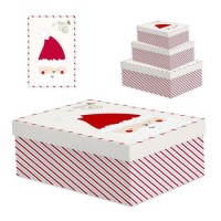 Cajas regalo de Papá Noel con rayas - 3 unidades