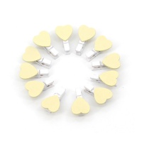 Pinzas con corazón amarillo de 3,5 cm - 12 unidades