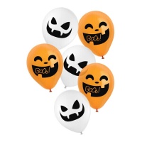 Globos de látex de calabazas y fantasmas Boo - 6 unidades