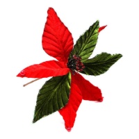 Rama decorativa Ponsentia roja y verde de 28 cm