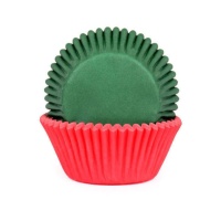 Cápsulas para cupcakes rojas y verdes - House of Marie - 50 unidades