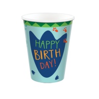 Vasos de Dino Party cumpleaños de 250 ml - 8 unidades