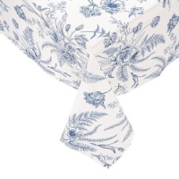 Mantel de tela blanco con flores azules de 2,50 x 1,50 m