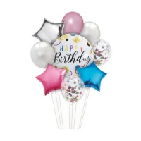 Bouquet de Happy Birthday con estrellas - 9 unidades