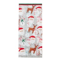 Bolsas para dulces transparentes de escena navideña de 24 x 10 cm - Wilton - 20 unidades