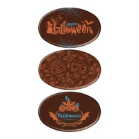 Oval de diseños surtidos de Halloween de chocolate negro - 60 unidades